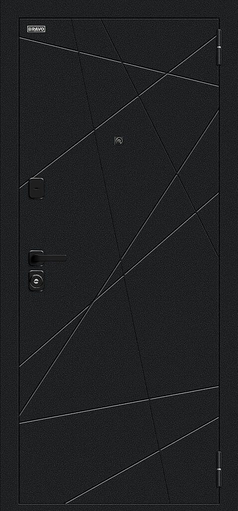 Фото Входная дверь Граффити-5/SBlack Букле черное/Snow Art BR6188 внешняя сторона