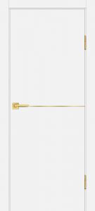 Межкомнатная дверь P-19 AL золотой молдинг Белый матовый